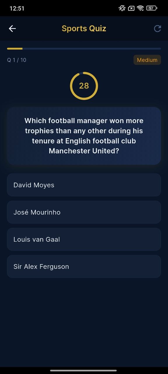 Quiz question screen